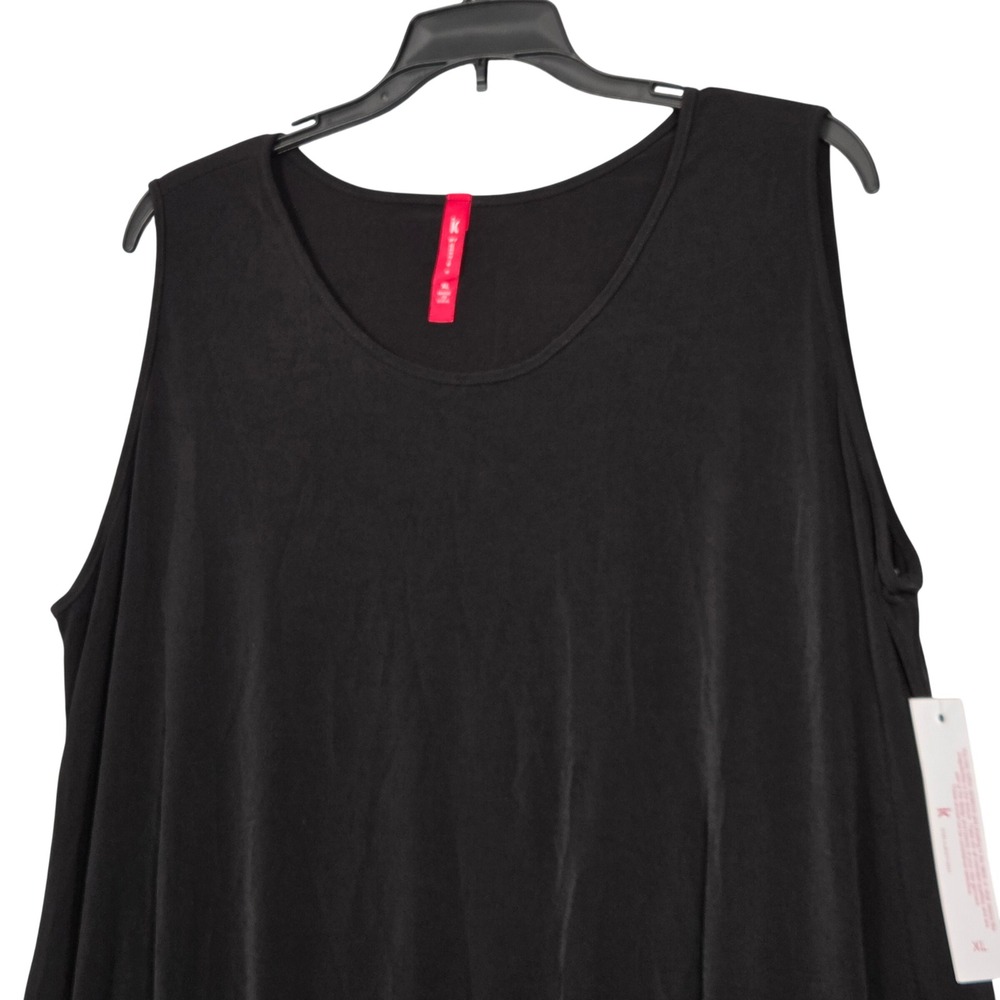 IC by Connie K NEW Women XL Sleeveless Tunic Tank Top Black 6822T USA
